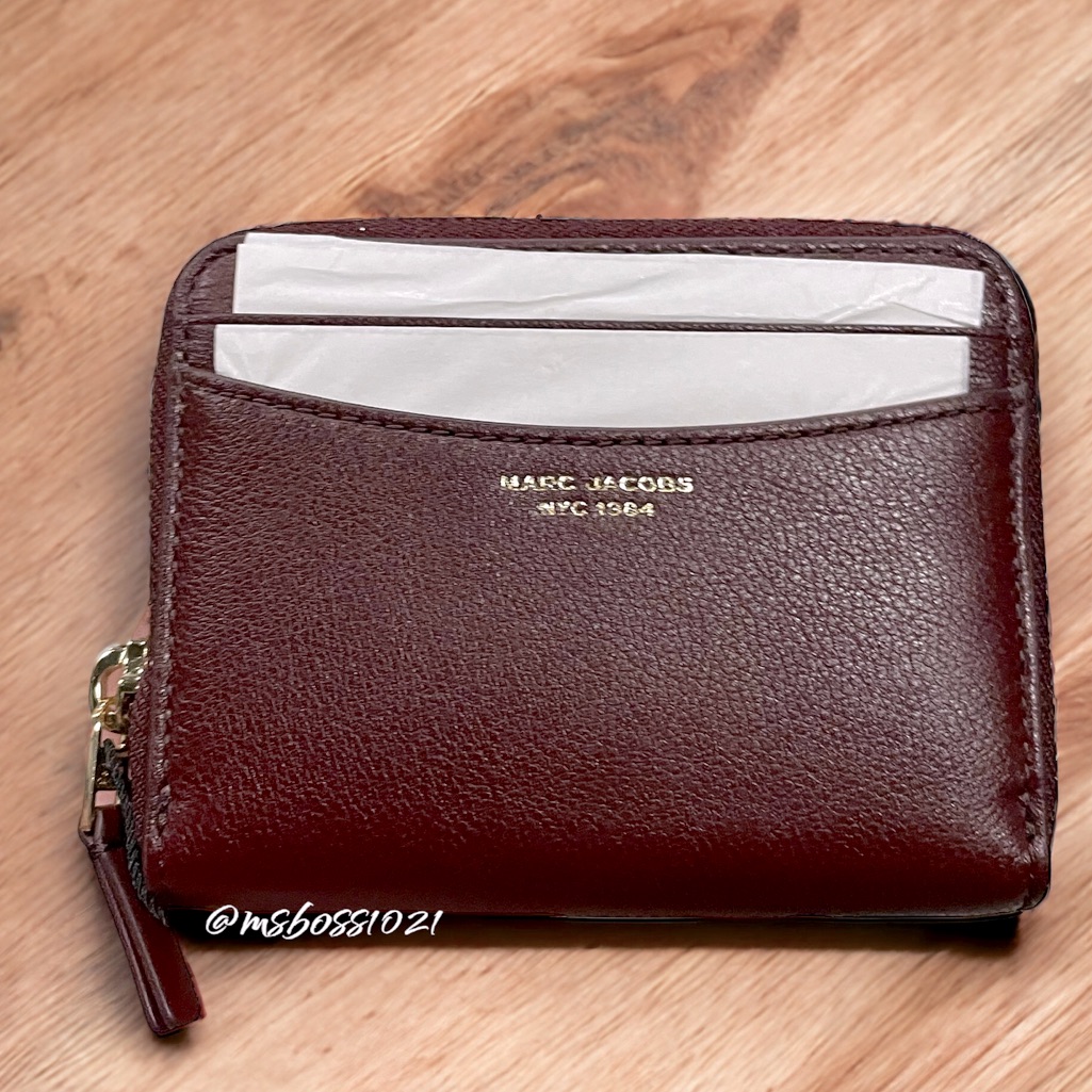 Marc Jacobs Card Case Leather Wallet In Burgundy Brand New W/Tags